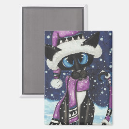 クリスマスの雪 シャム猫 アメリカン MoJo 枕 マグネット