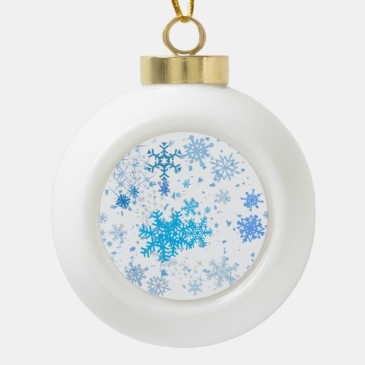 クリスマスの雪 セラミックボールオーナメント (正面)
