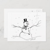 クリスマスの雪、人-挨拶状 シーズンポストカード (正面/裏面)