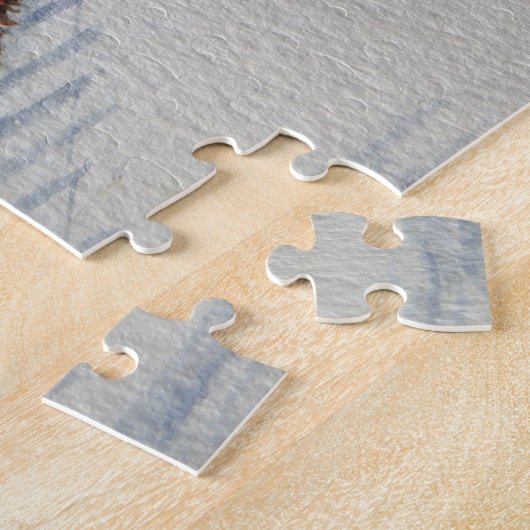 クリスマスの雰囲気のコテージ雪のシーン ジグソーパズル (側面)