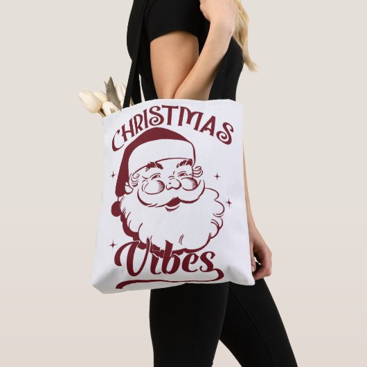 クリスマスの雰囲気ビンテージ デザイン トートバッグ (クローズアップ)