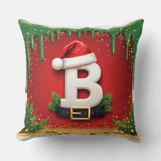 クリスマスの雰囲気漂うBの文字 🎅 クッション (正面)