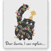 クリスマスの雰囲気 サンタ ねこ 可愛い おもしろい シール (正面)