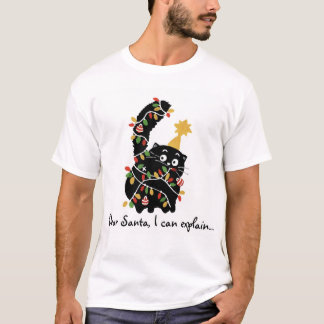 クリスマスの雰囲気 サンタ ねこ 可愛い おもしろい Tシャツ