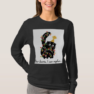 クリスマスの雰囲気 サンタ ねこ 可愛い おもしろい Tシャツ