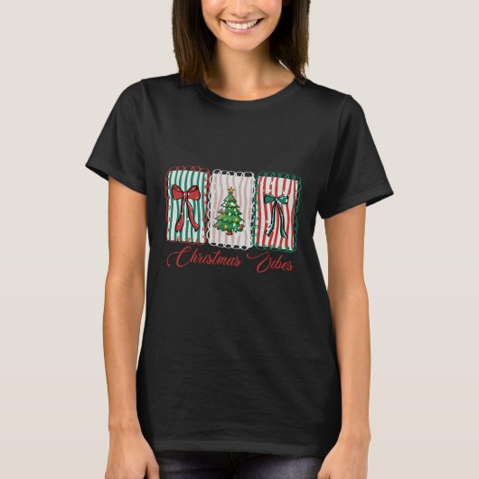 クリスマスの雰囲気 祭りのホリデーデザイン Tシャツ (正面)