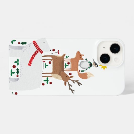 クリスマスの電話ケース動物の新年の休日 iPhoneケース (裏面横)