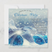 クリスマスの青いクリスマスボール企業のクリスマス 招待状 (正面)