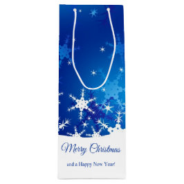 クリスマスの青い冬の雪片 ワインギフトバッグ
