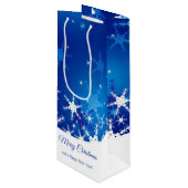 クリスマスの青い冬の雪片 ワインギフトバッグ (正面アングル)