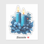 クリスマスの青い喜びのキャンドル シール (シート)