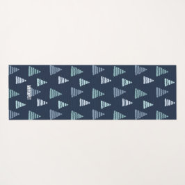 クリスマスの青い木とビーズの文字列パターン ヨガマット