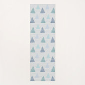 クリスマスの青い木とビーズの文字列パターン ヨガマット (正面)