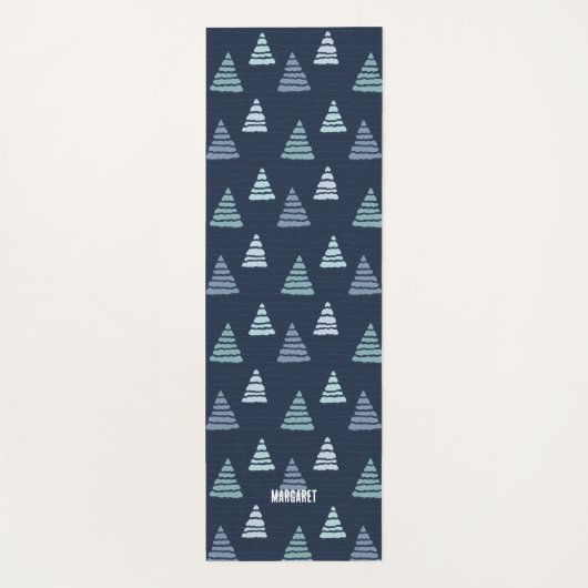 クリスマスの青い木とビーズの文字列パターン ヨガマット (裏面)