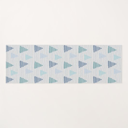 クリスマスの青い木とビーズの文字列パターン ヨガマット (正面(横))