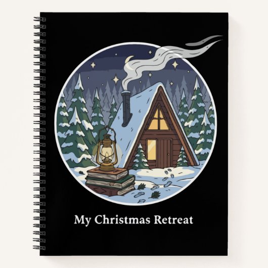 クリスマスの静かな読書の隠れ家、居心地の良い冬のキャビン ノートブック (正面)