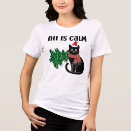 クリスマスの静かな黒猫 笑える トライブレンドＴシャツ