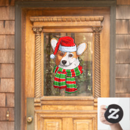 クリスマスの面白いウェルシュ・コーギー・ペンブローク サンタクロース ウィンドウサイン