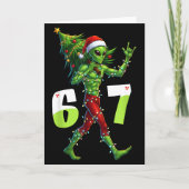 クリスマスの面白いエイリアンシックスセブンメーム 67 サンタ帽子 カード (正面)
