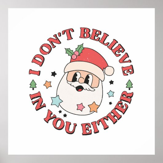 クリスマスの面白いサンタクロース ポスター (正面)