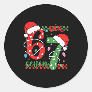 クリスマスの面白いシックスセブン 6 7 ミーム Gen Alpha スラング ラウンドシール