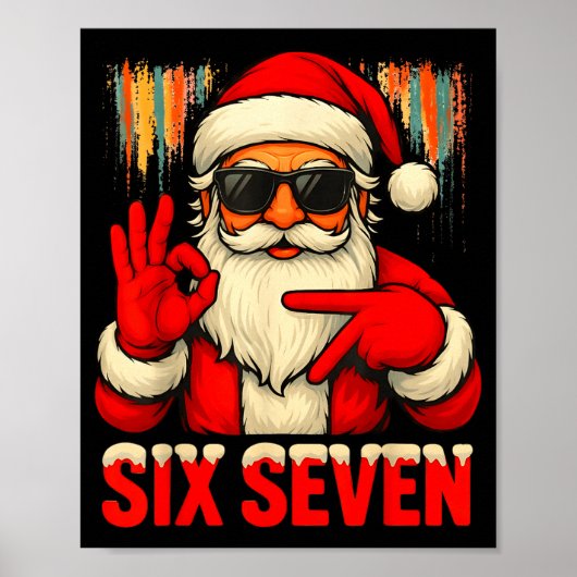 クリスマスの面白いシックスセブン 6 7 メーム サンタ メンズ ボーイズ ポスター (正面)