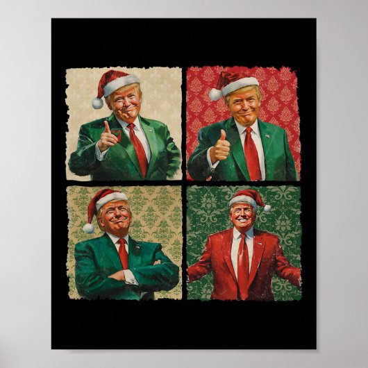 クリスマスの面白いトランプのサンタクロース ポスター (正面)