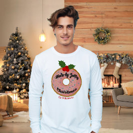 クリスマスの面白いドーナツリースのカスタマイズ Tシャツ