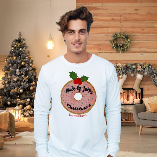 クリスマスの面白いドーナツリースのカスタマイズ Tシャツ