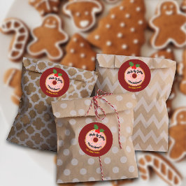 クリスマスの面白いドーナツリースをカスタマイズ ラウンドシール