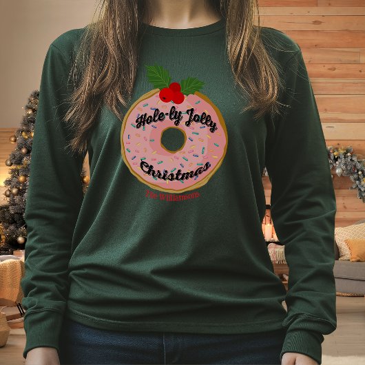 クリスマスの面白いドーナツリース パーソナライズ Tシャツ