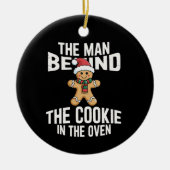 クリスマスの面白い妊娠中の男性はクッキーの後ろ セラミックオーナメント (正面)