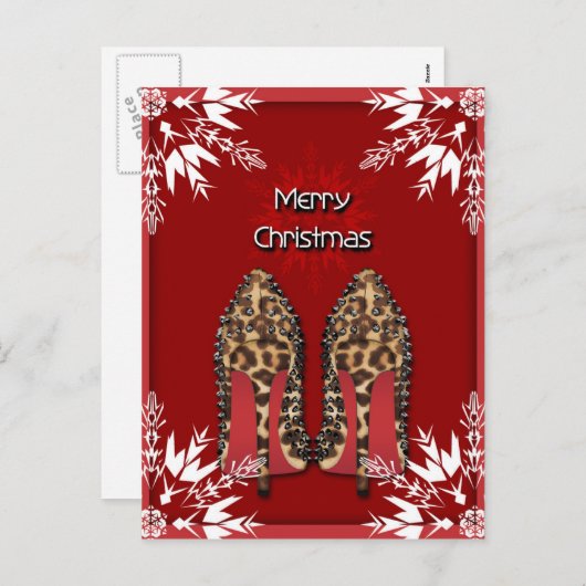 クリスマスの靴の小剣のファッションの雪片のクリスマス シーズンポストカード (正面/裏面)