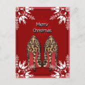 クリスマスの靴の小剣のファッションの雪片のクリスマス シーズンポストカード (正面)