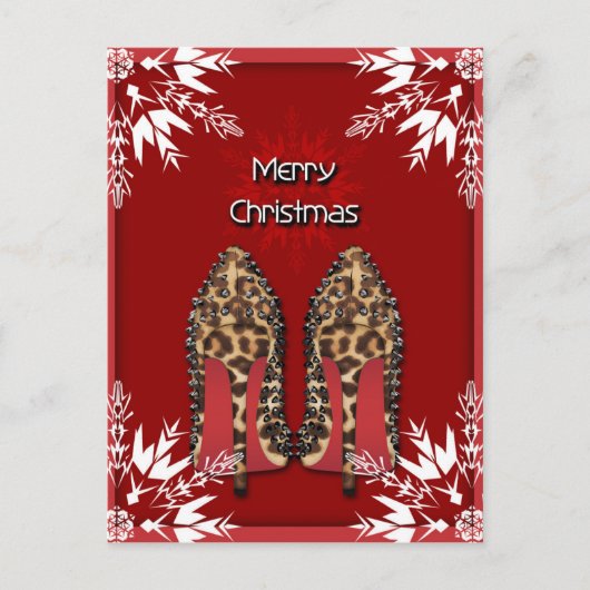 クリスマスの靴の小剣のファッションの雪片のクリスマス シーズンポストカード (正面)