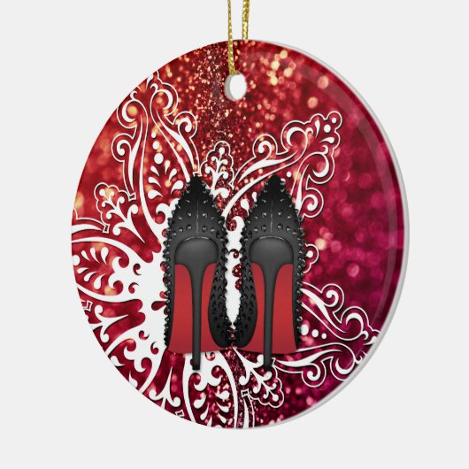 クリスマスの靴の小剣のファッションの雪片のクリスマス セラミックオーナメント (左)