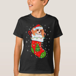 クリスマスの靴下に入ったキャバリア・キング・チャールズ・スパニエル Tシャツ