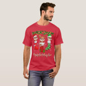 クリスマスの靴下のシマリス ライト付きシマリスのクリスマスギフト Tシャツ (正面フル)
