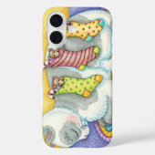クリスマスの靴下の中でネズミと一緒に眠るかわいい猫 Case-Mate iPhoneケース (裏面)