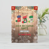 クリスマスの靴下交換パーティーの招待状 招待状 (スタンド正面)