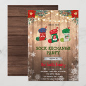 クリスマスの靴下交換パーティーの招待状 招待状 (正面/裏面)