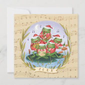 クリスマスの音楽カエル シーズンカード (正面)