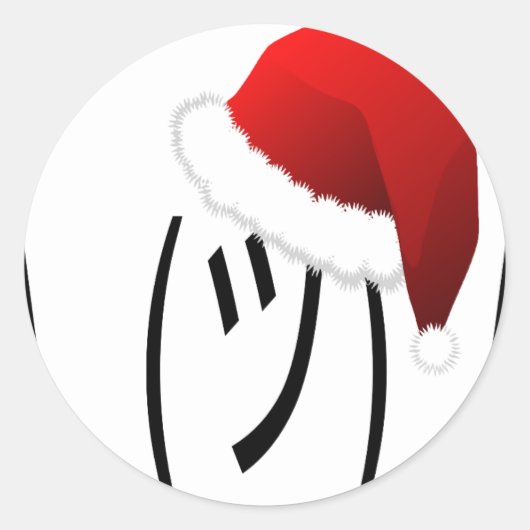 クリスマスの顔つき絵文字 ラウンドシール (正面)