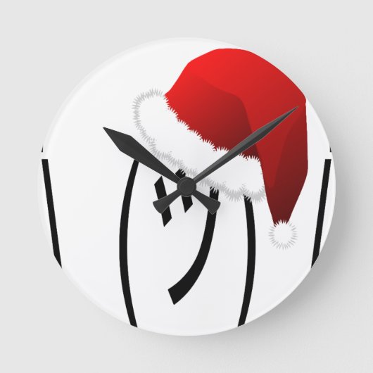 クリスマスの顔つき絵文字 ラウンド壁時計 (正面)