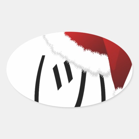 クリスマスの顔つき絵文字 楕円形シール (正面)