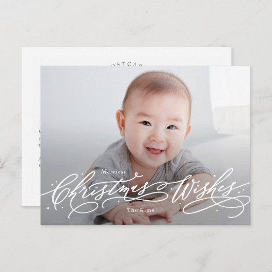 クリスマスの願いが込められたカラフルなホリデー ポストカードを編集可能 シーズンポストカード (正面/裏面)