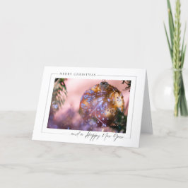 クリスマスの願いとピンクのオーナメント サンキューカード