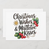 クリスマスの願いとヤドリギのキス家族クリスマス シーズンカード (正面/裏面)