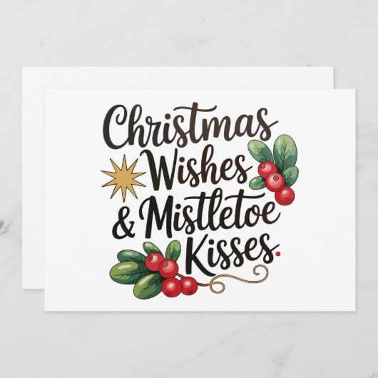 クリスマスの願いとヤドリギのキス家族クリスマス シーズンカード (正面/裏面)