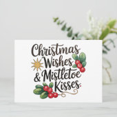 クリスマスの願いとヤドリギのキス家族クリスマス シーズンカード (スタンド正面)